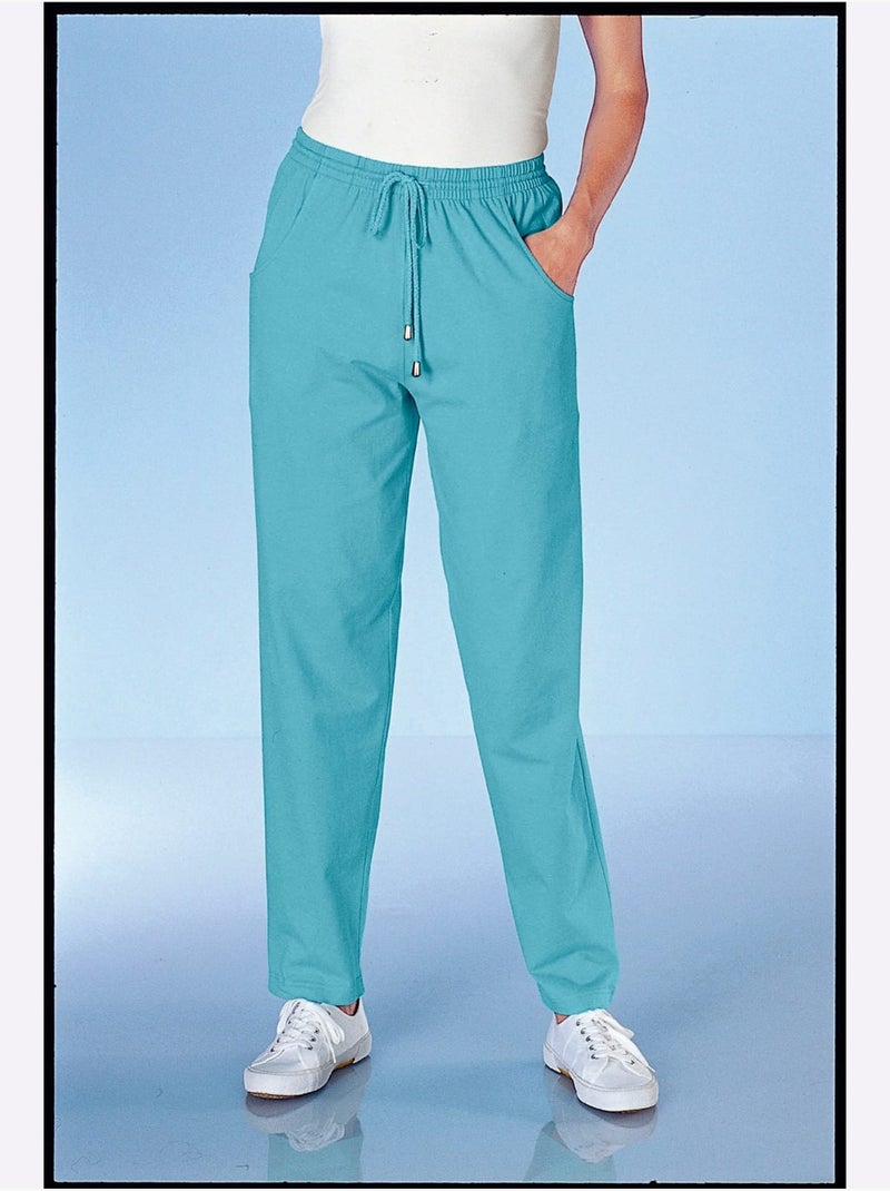 Pantalon de loisirs avec ceinture élastique et 2 poches - Taille standard - Moda Vilona Turquoise - Kiabi