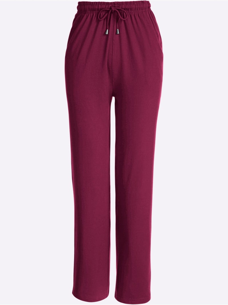 Pantalon de loisirs avec ceinture élastique et cordon - taille standard - moda vilona Bordeaux - Kiabi