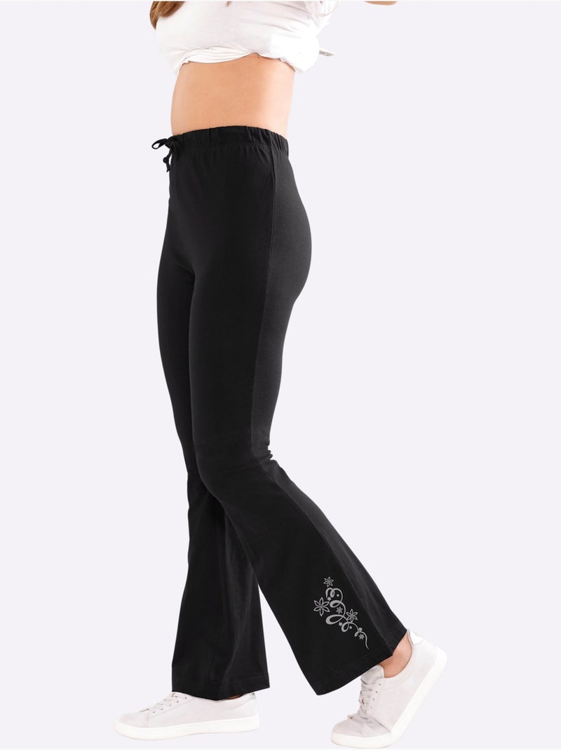 Pantalon de loisirs avec ceinture élastique et imprimé graphique - Taille standard - Moda Vilona Noir - Kiabi