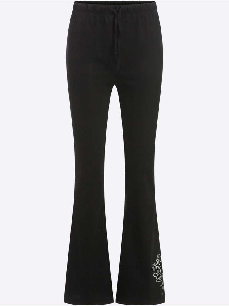 Pantalon de loisirs avec ceinture élastique et imprimé graphique - Taille standard - Moda Vilona Noir - Kiabi