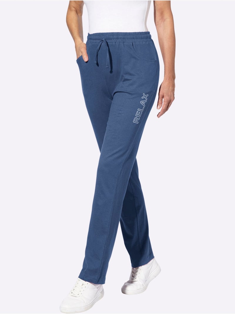Pantalon de loisirs avec ceinture élastique et imprimé relax - taille standard - moda vilona Bleu jean - Kiabi