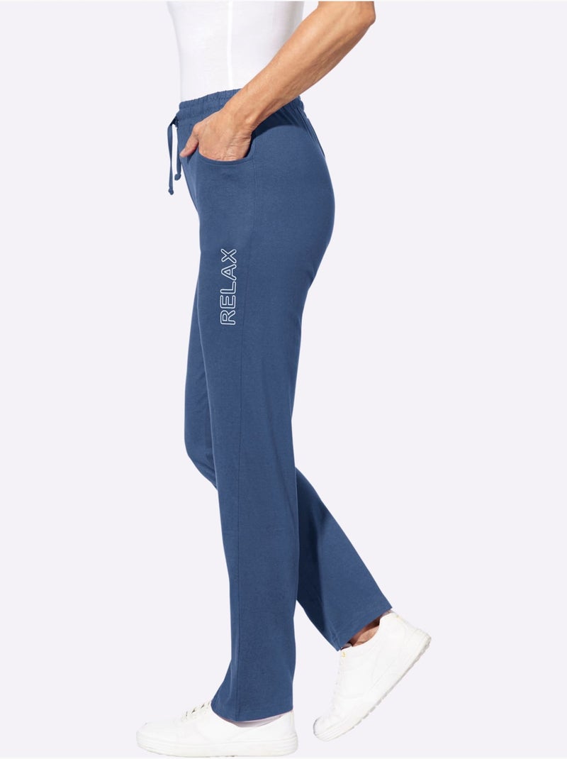 Pantalon de loisirs avec ceinture élastique et imprimé relax - taille standard - moda vilona Bleu jean - Kiabi