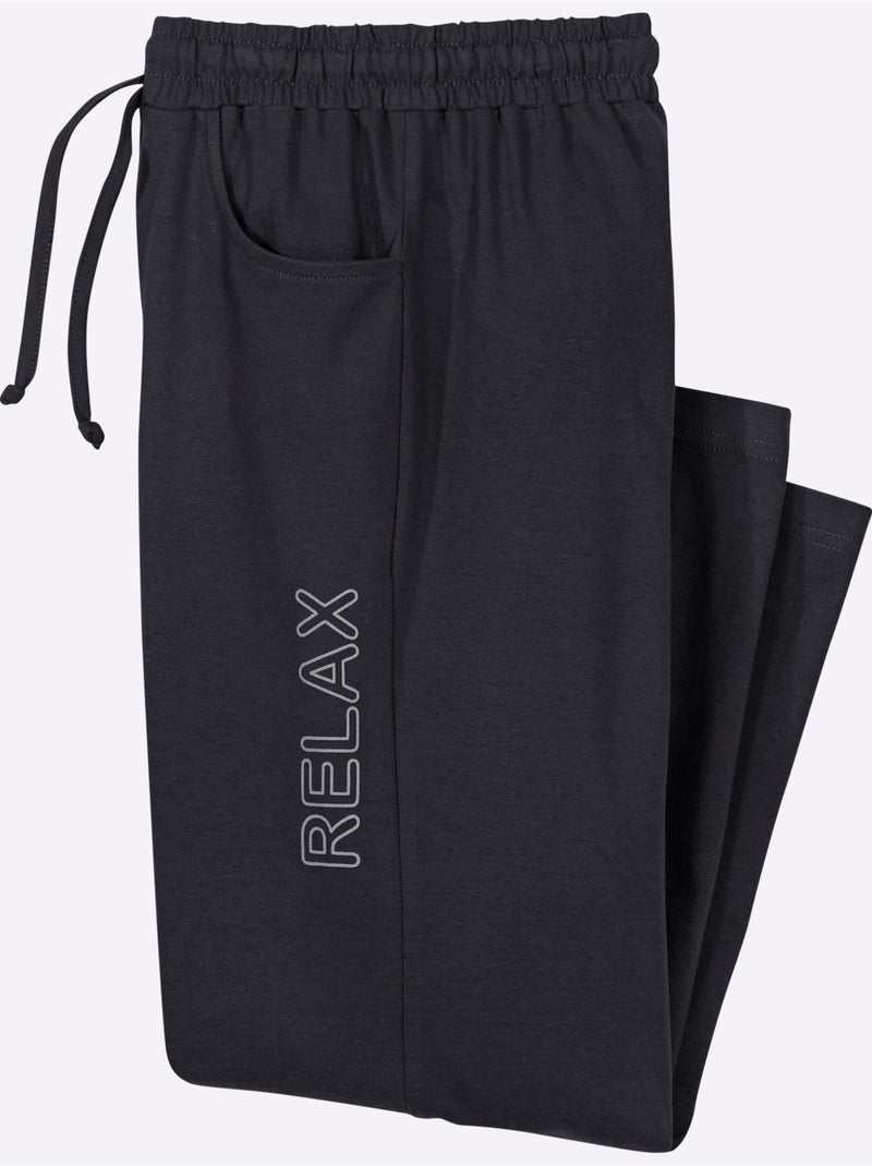 Pantalon de loisirs avec ceinture élastique et imprimé relax - taille standard - moda vilona Noir - Kiabi