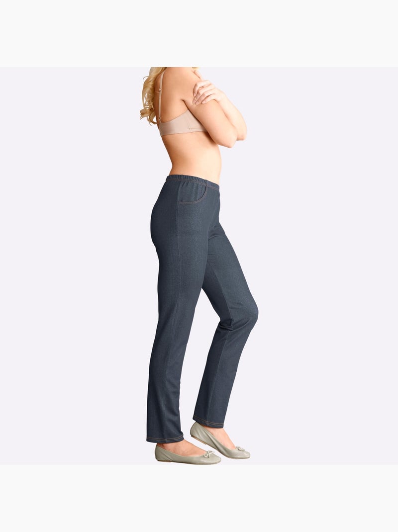 Pantalon de loisirs avec ceinture élastique et poches avant - Taille standard - Moda Vilona Bleu jean - Kiabi