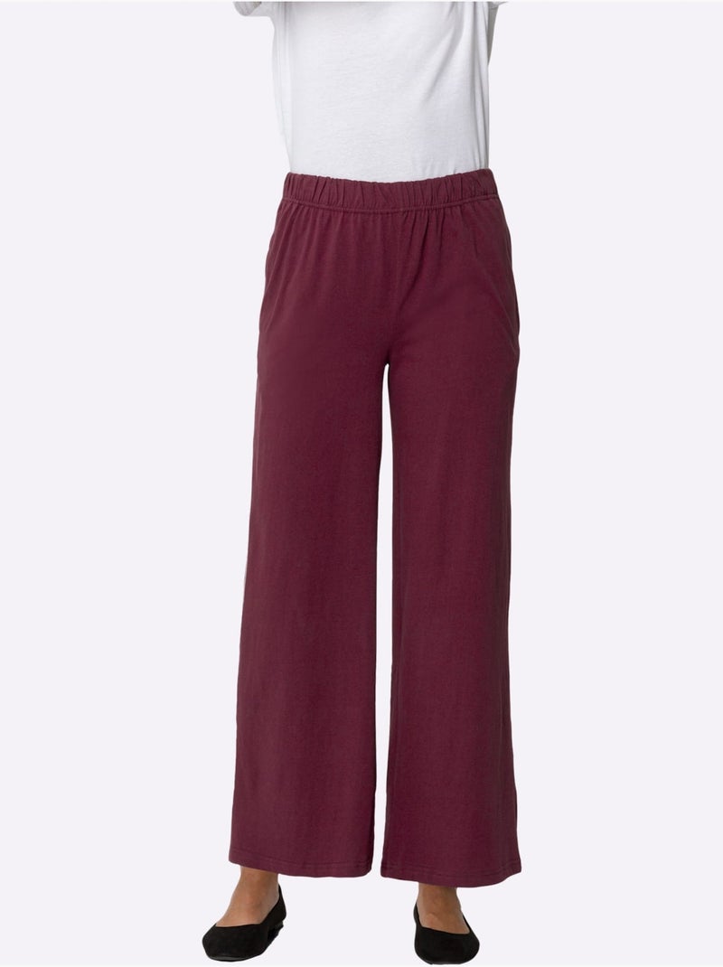 Pantalon de loisirs avec ceinture élastique et poches cousues - Taille standard - Moda Vilona Marine/Rouge - Kiabi