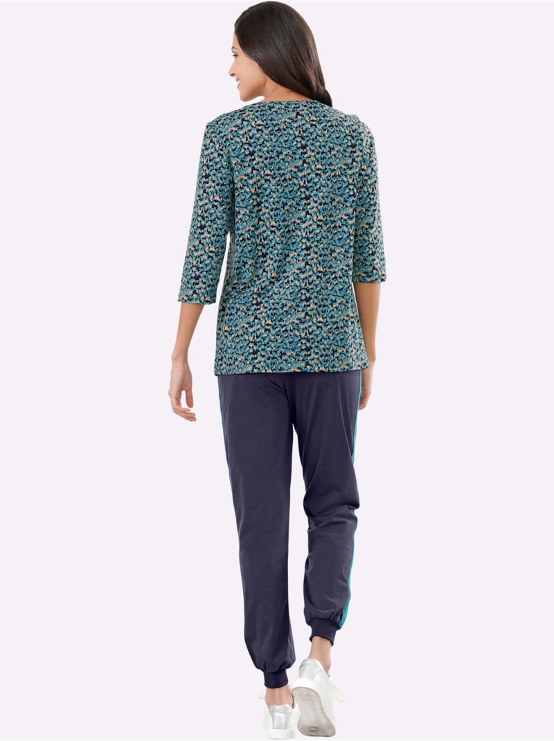 Pantalon de loisirs avec ceinture élastique et poches latérales - taille standard - moda vilona Bleu nuit - Kiabi