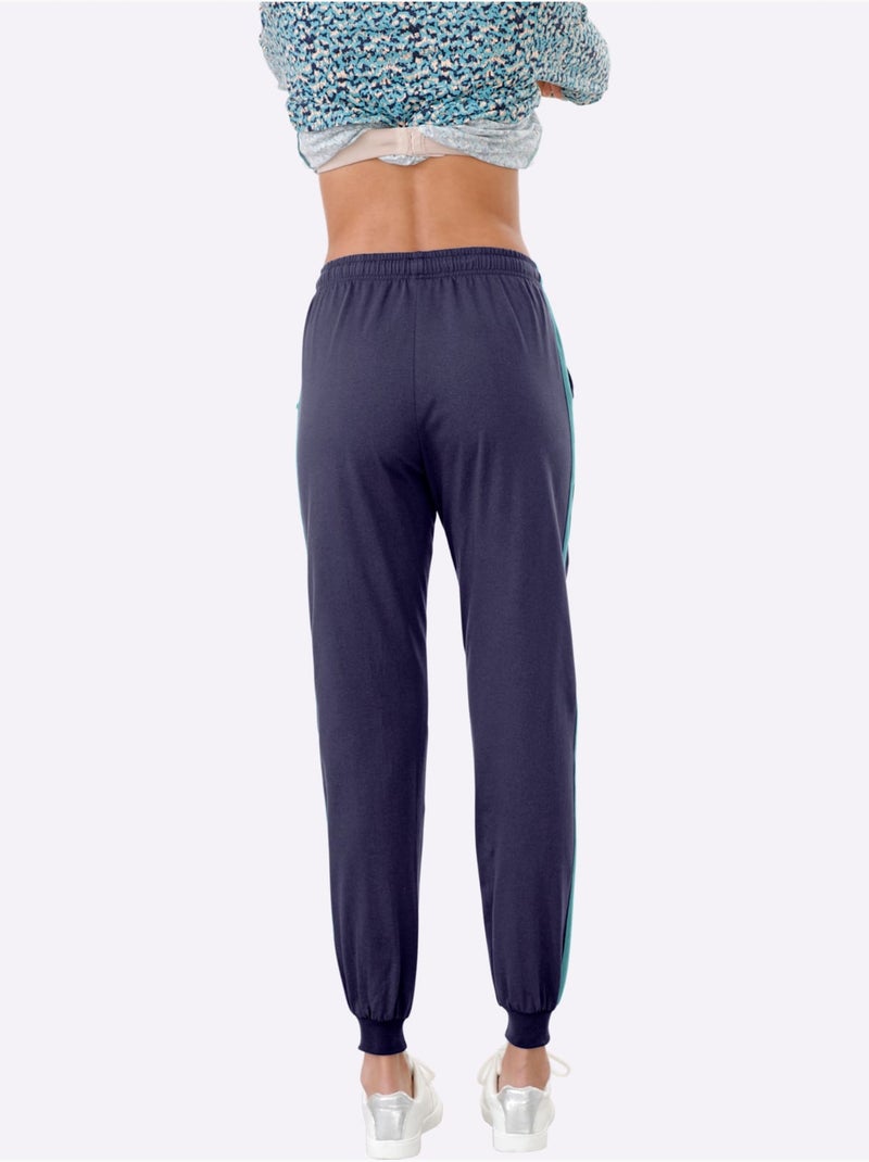 Pantalon de loisirs avec ceinture élastique et poches latérales - taille standard - moda vilona Bleu nuit - Kiabi