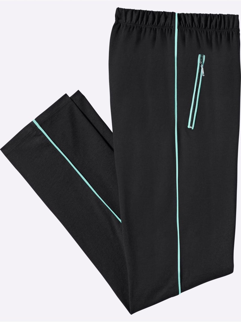 Pantalon de loisirs avec ceinture élastique et poches zippées - Taille standard - Moda Vilona Noir Vert - Kiabi