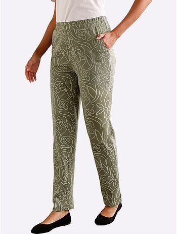Pantalon de loisirs avec motif floral et ceinture élastique - taille standard - moda vilona