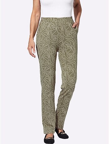 Pantalon de loisirs avec motif floral et ceinture élastique - taille standard - moda vilona