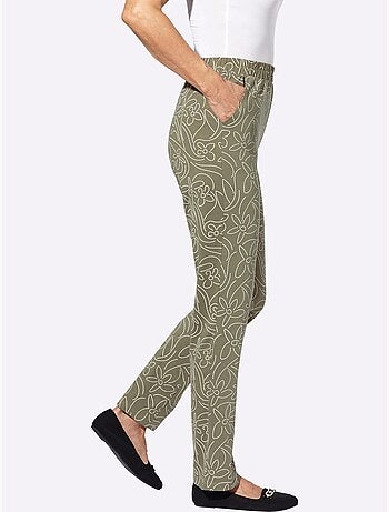 Pantalon de loisirs avec motif floral et ceinture élastique - taille standard - moda vilona