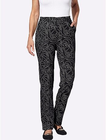 Pantalon de loisirs avec motif floral et ceinture élastique - taille standard - moda vilona
