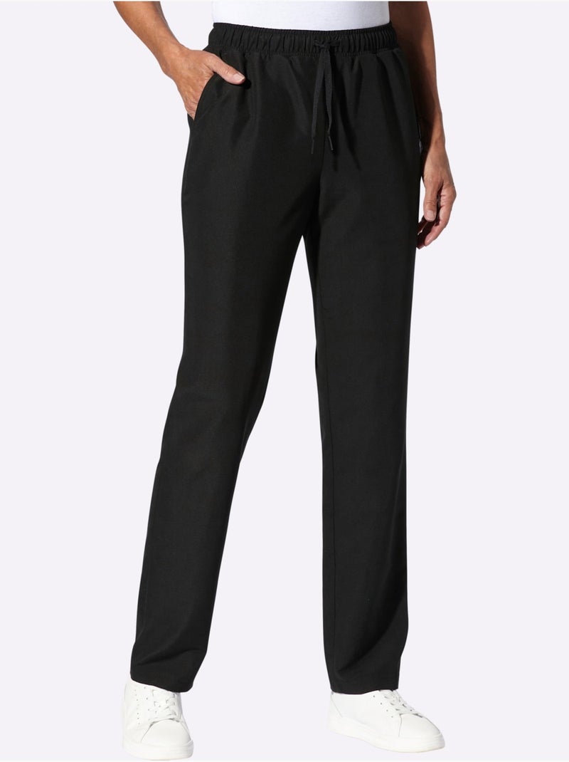 Pantalon de loisirs en microfibre avec ceinture élastique et poches - Taille standard - Moda Vilona Noir - Kiabi