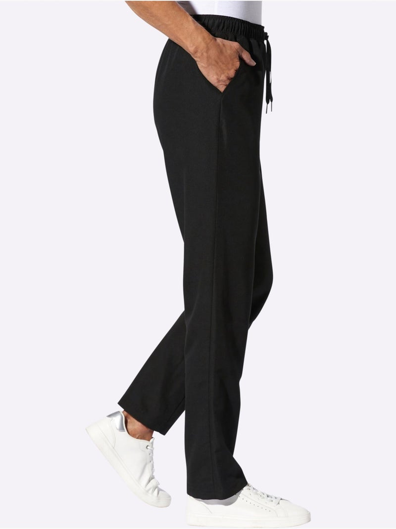 Pantalon de loisirs en microfibre avec ceinture élastique et poches - Taille standard - Moda Vilona Noir - Kiabi