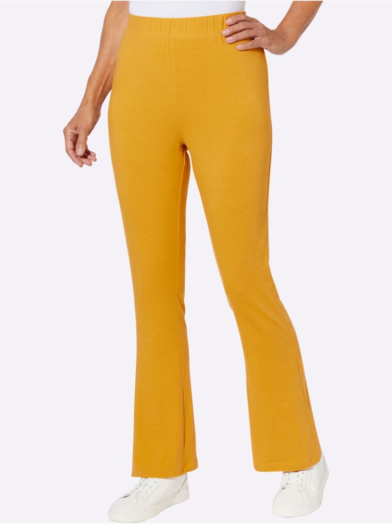 Pantalon de loisirs évasé avec ceinture élastique confortable - taille standard - moda vilona Ocre - Kiabi