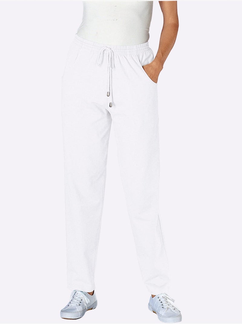 Pantalon de loisirs extensible avec ceinture élastique et poches - taille standard - moda vilona Blanc - Kiabi