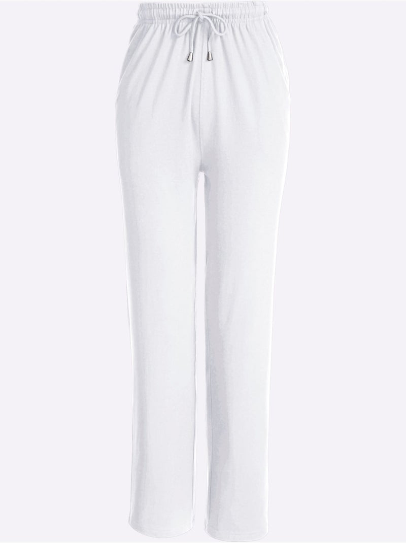 Pantalon de loisirs extensible avec ceinture élastique et poches - taille standard - moda vilona Blanc - Kiabi