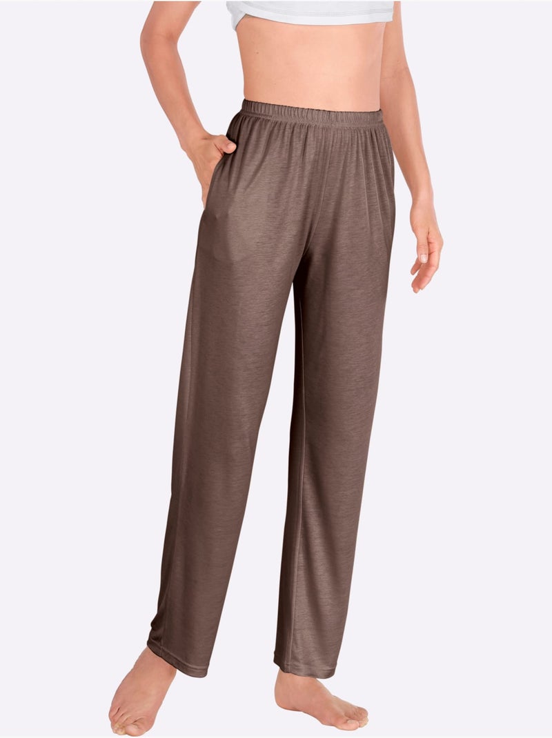 Pantalon de loisirs fluide avec ceinture élastique et poche latérale - taille standard - moda vilona Marron - Kiabi