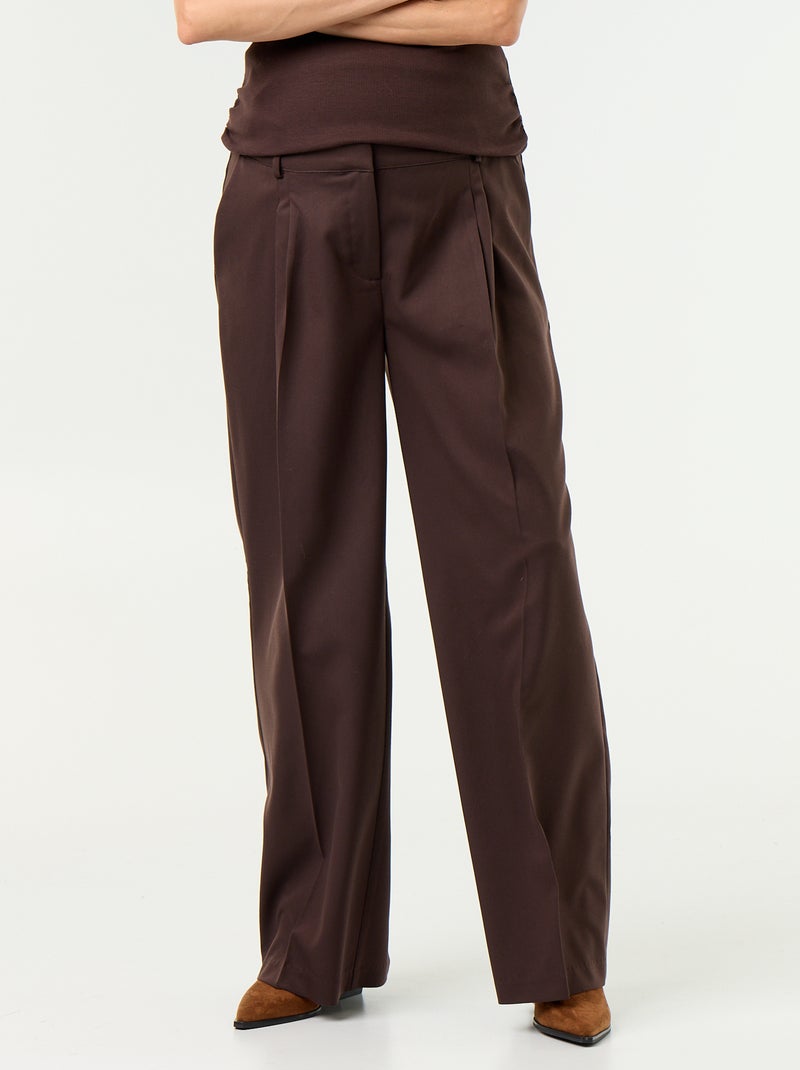 Pantalon de maternité à pinces Marron - Kiabi