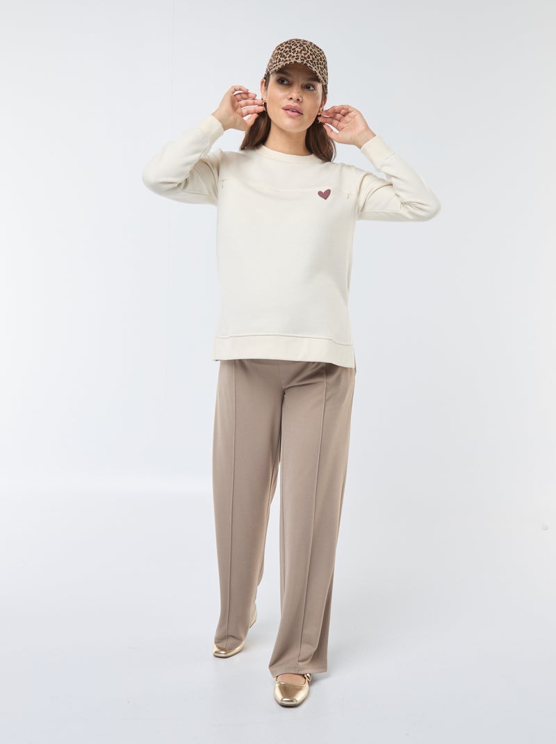 Pantalon de maternité coupe droite Beige - Kiabi