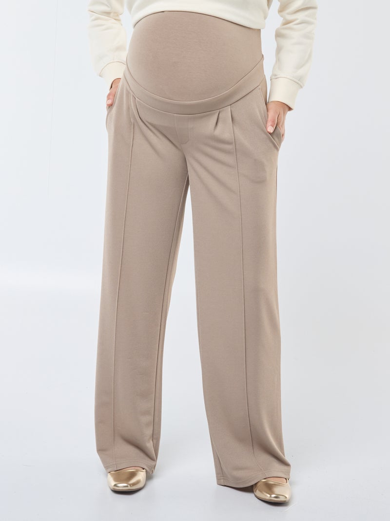 Pantalon de maternité coupe droite Beige - Kiabi