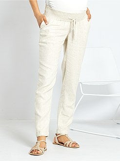 Pantalon de maternité en lin et viscose - Kiabi
