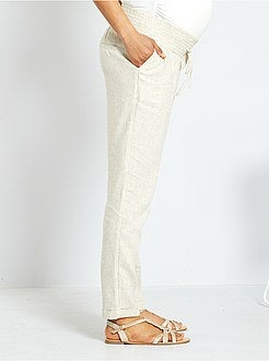 Pantalon de maternité en lin et viscose - Kiabi