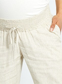Pantalon de maternité en lin et viscose - Kiabi