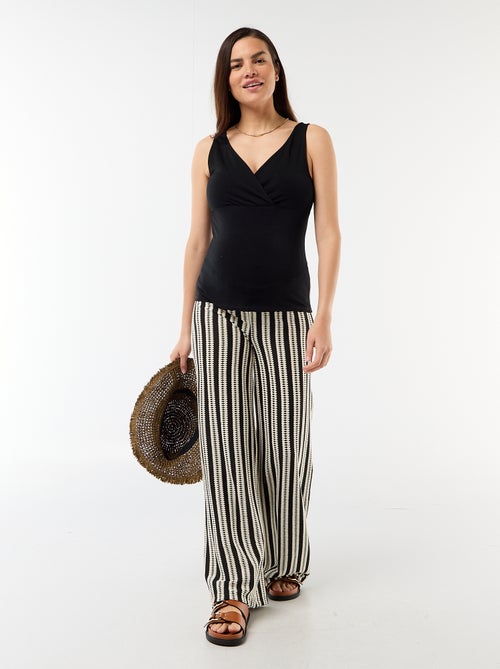 Pantalon de maternité en maille rayé - Kiabi Pantalon de maternité en maille rayé - Kiabi