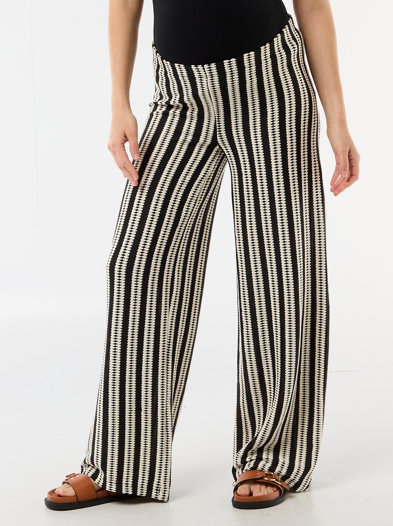 Pantalon de maternité en maille rayé Beige - Kiabi