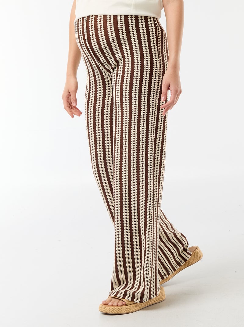 Pantalon de maternité en maille rayé Blanc - Kiabi