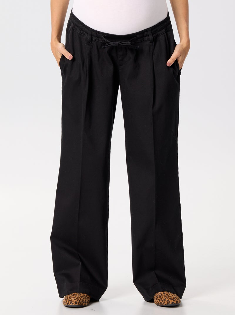 Pantalon de maternité en twill Noir - Kiabi