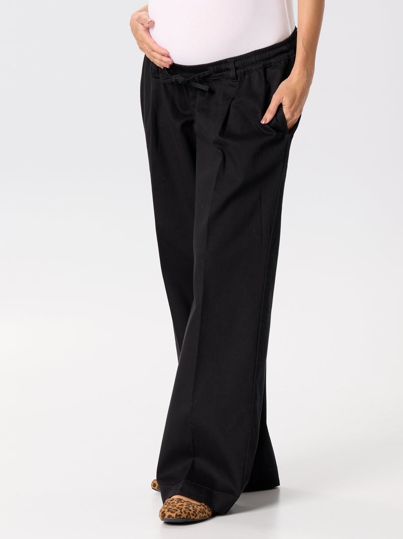Pantalon de maternité en twill Noir - Kiabi