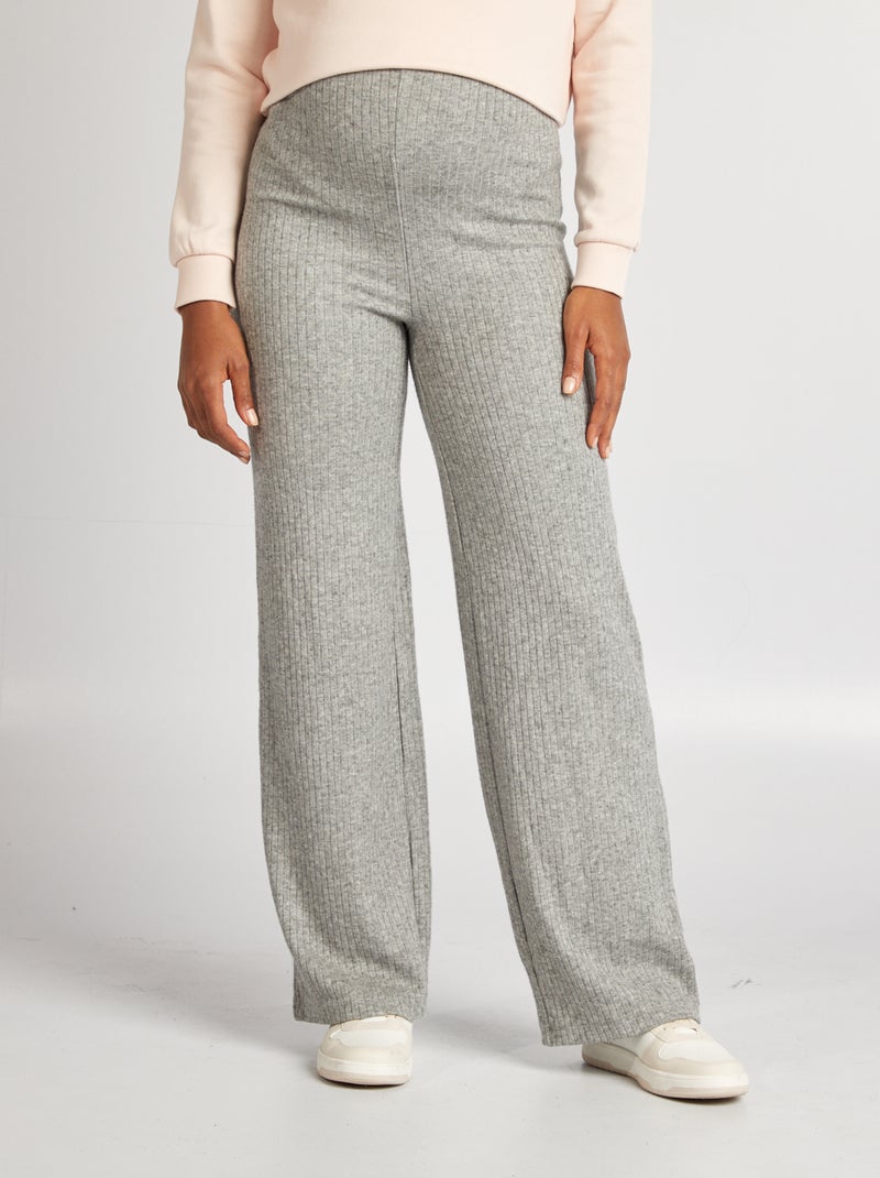 Pantalon de maternité large en rib Gris clair - Kiabi