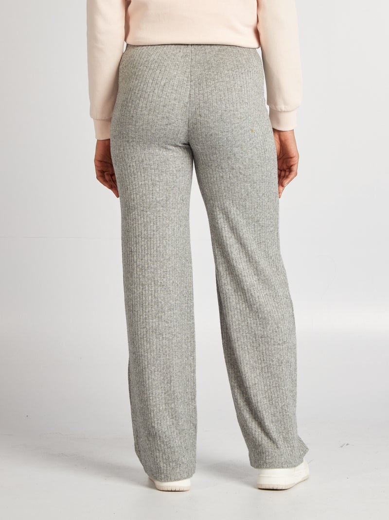 Pantalon de maternité large en rib Gris clair - Kiabi