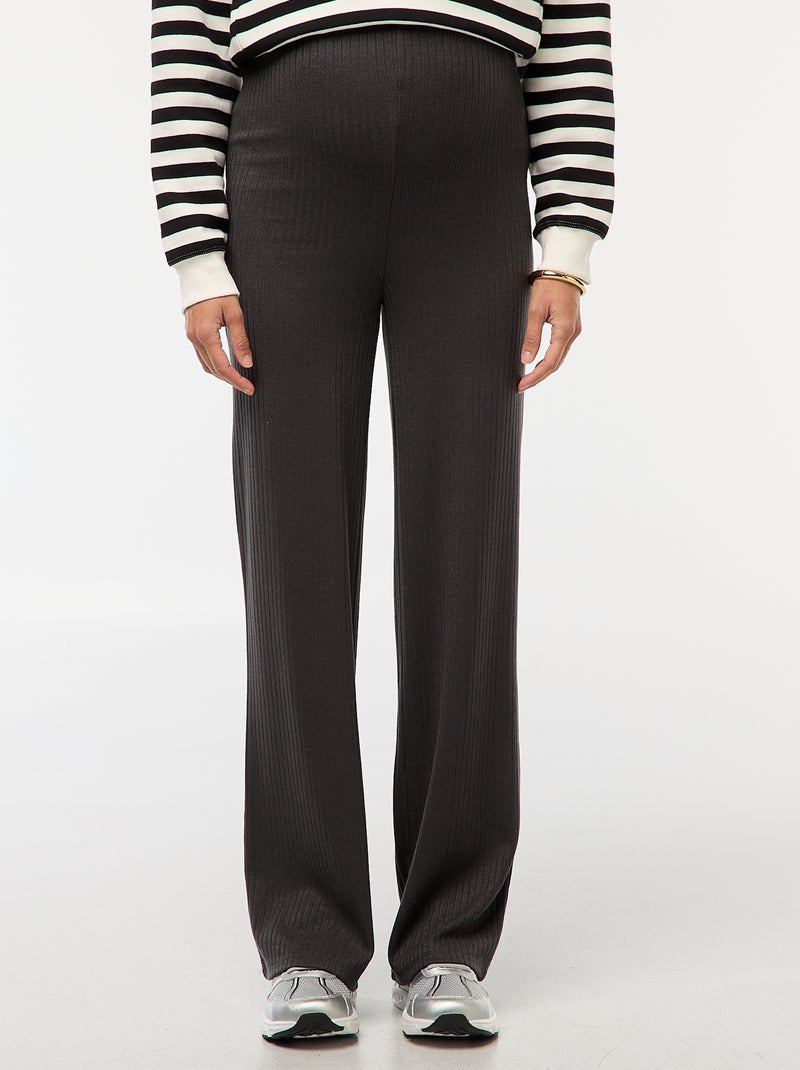 Pantalon de maternité large en rib Gris foncé - Kiabi