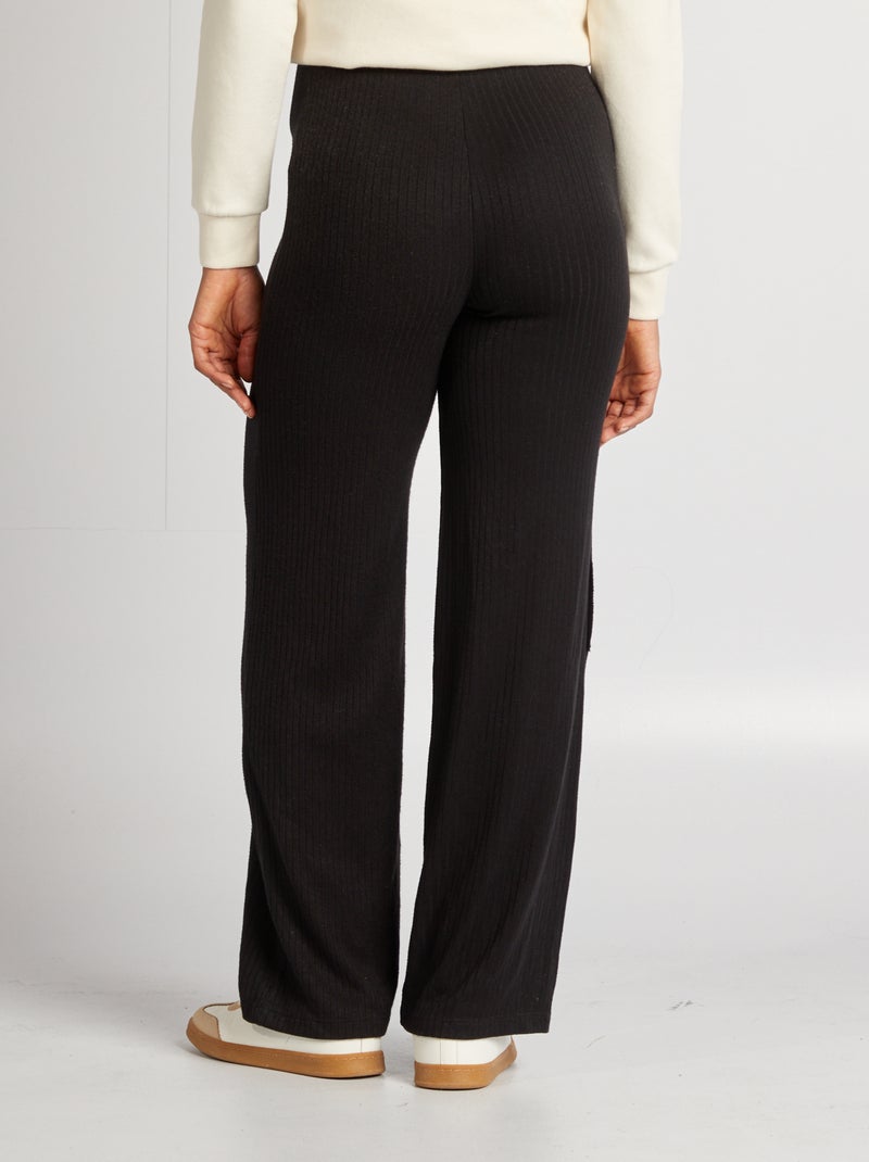 Pantalon de maternité large en rib noir - Kiabi