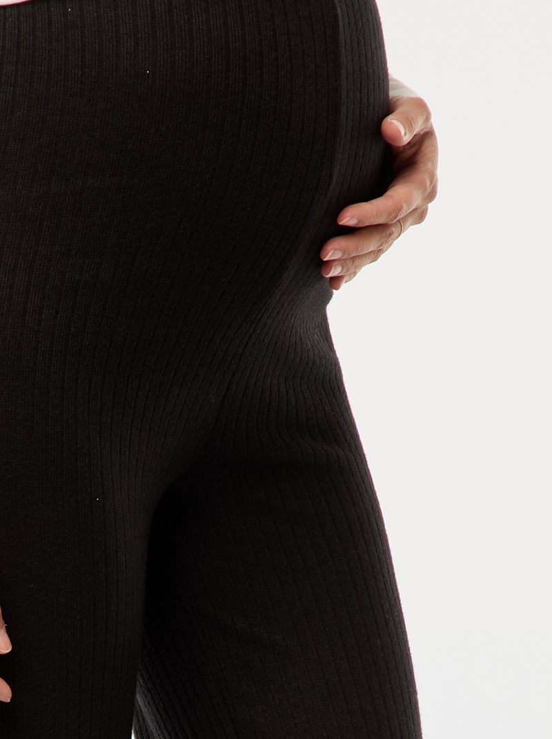 Pantalon de maternité large en rib Noir - Kiabi
