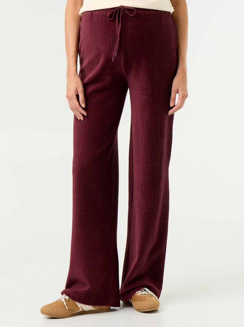 Pantalon de maternité large en velours côtelé Bordeaux - Kiabi