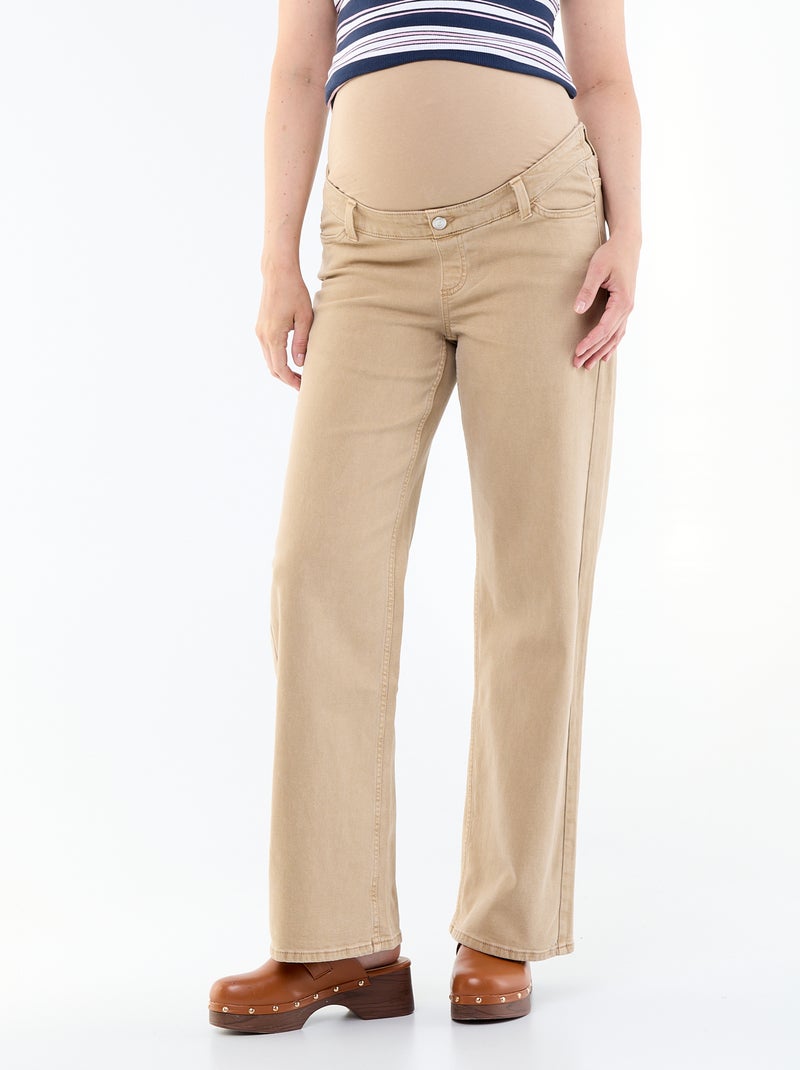 Pantalon de maternité wide leg Beige - Kiabi