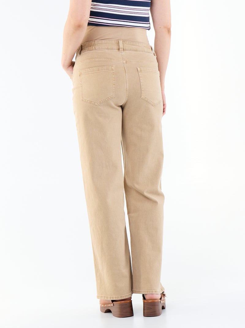 Pantalon de maternité wide leg Beige - Kiabi
