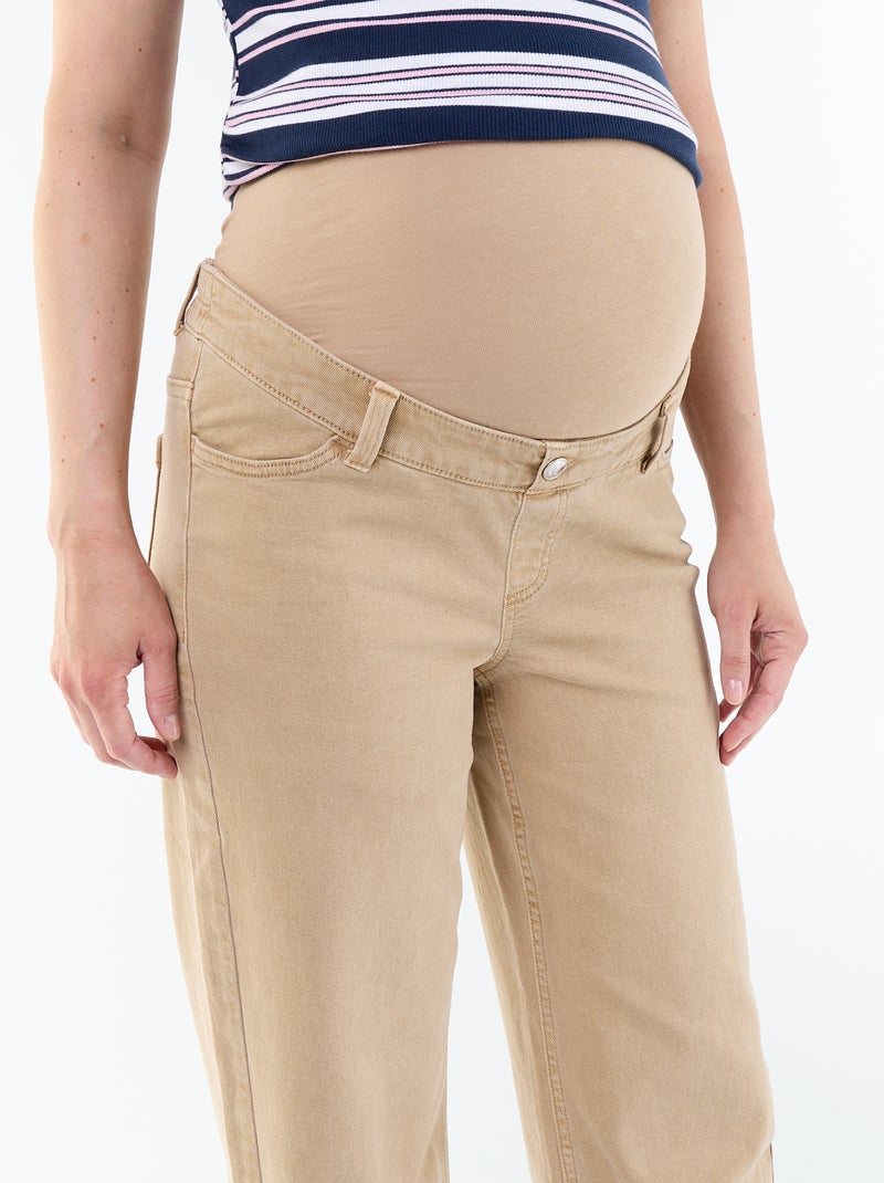 Pantalon de maternité wide leg Beige - Kiabi