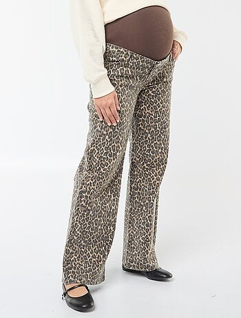 Pantalon de maternité wide leg imprimé léopard