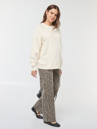 Pantalon de maternité wide leg imprimé léopard