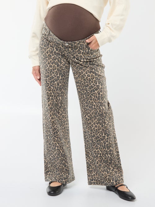 Pantalon de maternité wide leg imprimé léopard - Kiabi