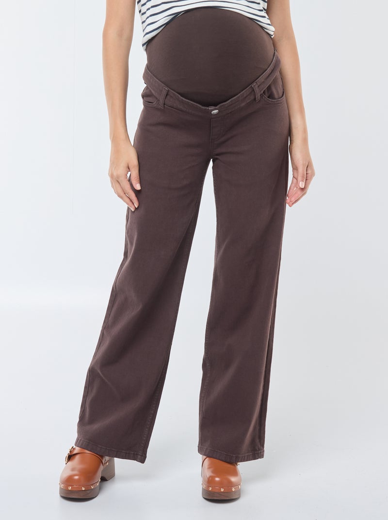 Pantalon de maternité wide leg imprimé léopard Marron - Kiabi