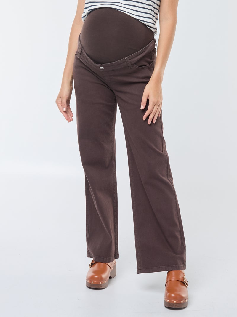 Pantalon de maternité wide leg imprimé léopard Marron - Kiabi