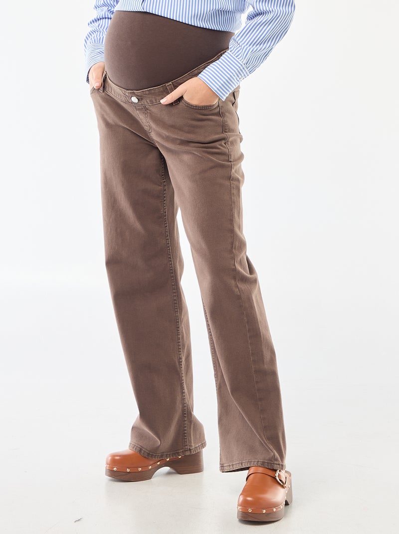 Pantalon de maternité wide leg Marron - Kiabi
