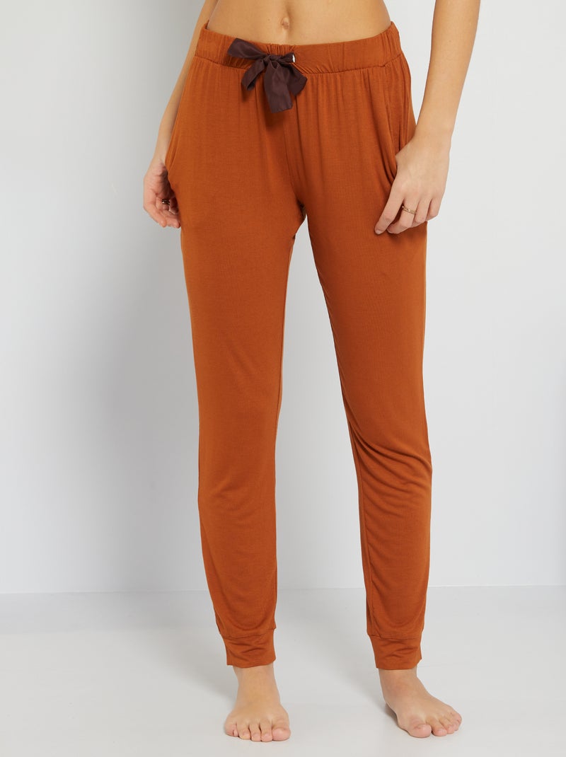 Pantalon de nuit fluide Orange - Kiabi