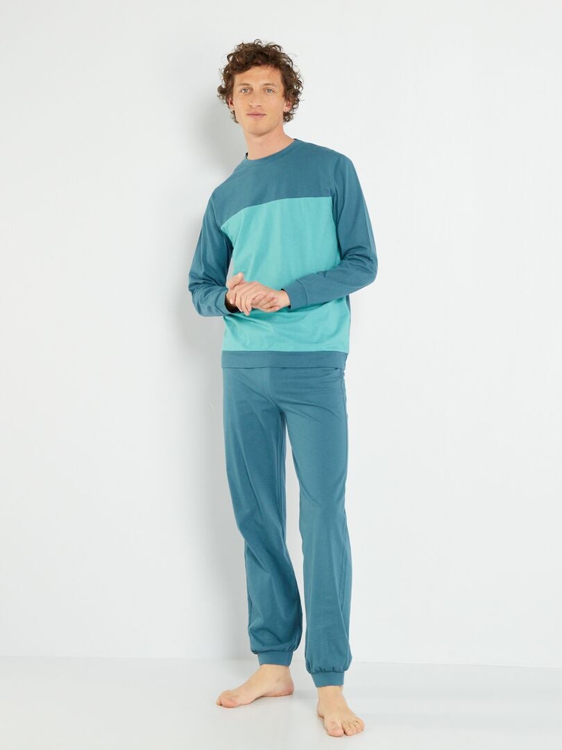 Pantalon de nuit jersey bleu - Kiabi
